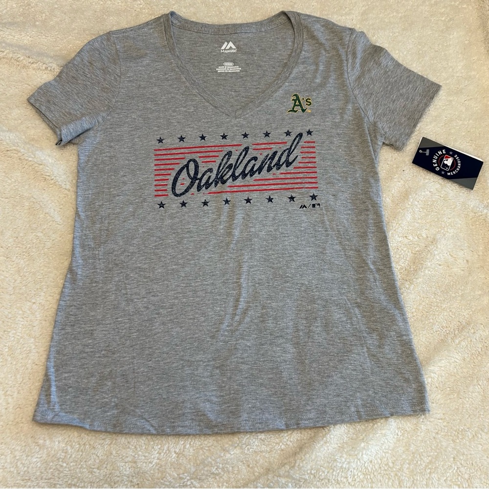 Majestic Gray Oakland  T-Shirt
